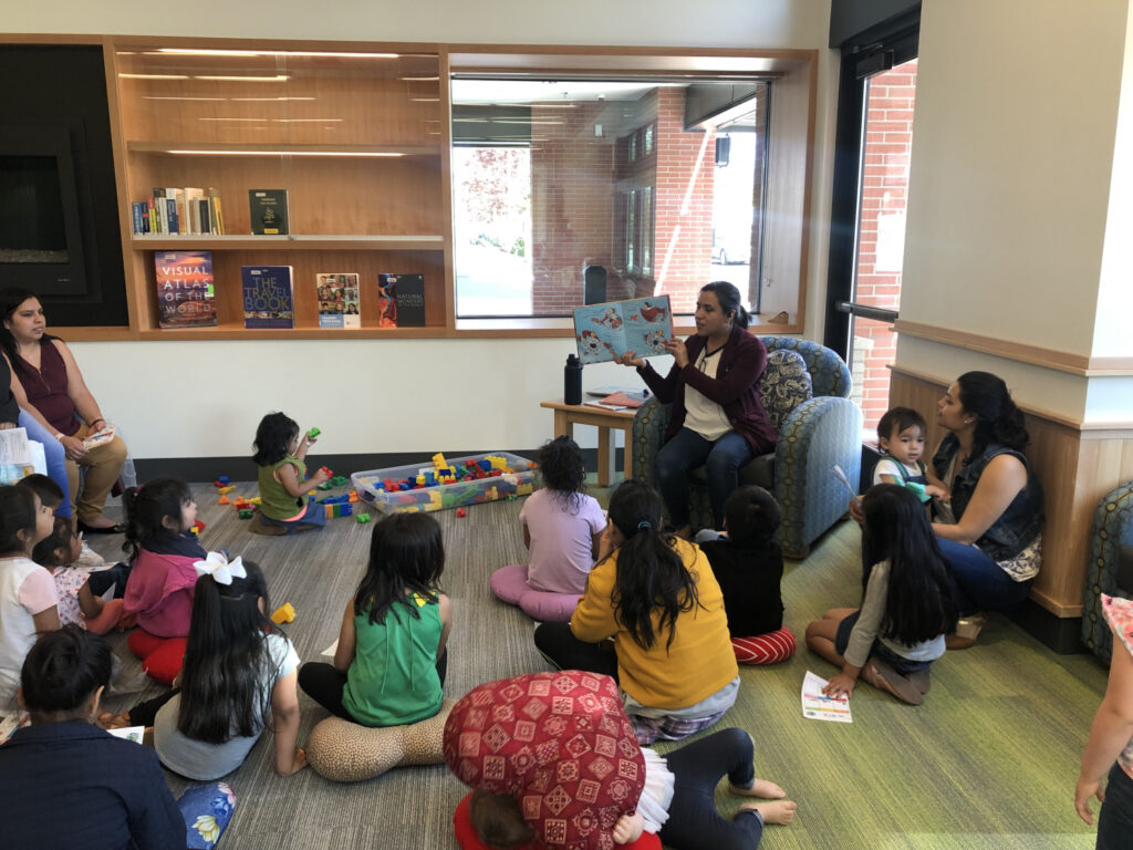 Children of various ages at library storytime