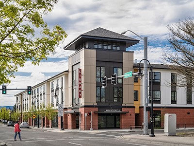 The present day Cornelius Public Library building, seen from the front